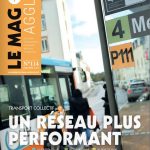 première de couverture du magazine LeMag+ Agglo de Janvier/Février 2025 n°114 de Quimper. Des personnes montent dans un bus.