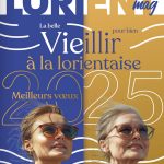 première de couverture du magazine lorient mag avec une partie violette et une partie dorée avec deux visages de femmes