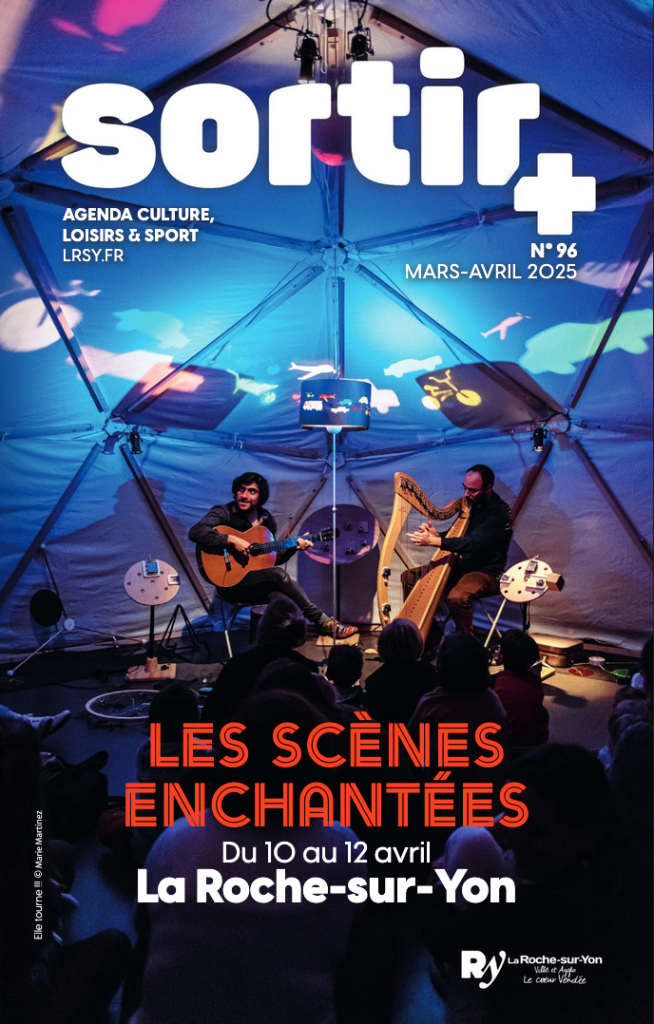 première page de couverture de la brochure sortir + de mars et avril 2025, agenda, culture, loisirs et sport sont indiqués pour les sorties.